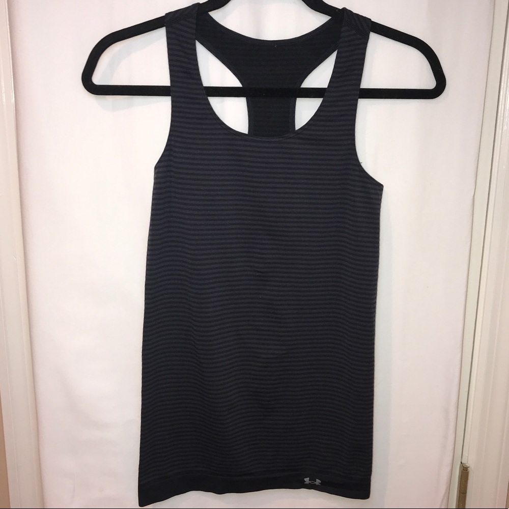 UNDER ARMOUR Grey & Black Striped Racerback Tank
